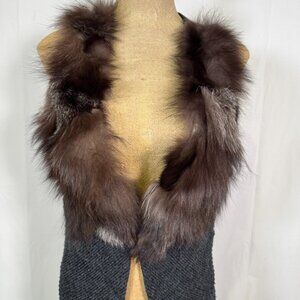 SUPER SALE~Vntg Fox Fur Trimmed Wool Vest
